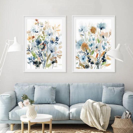 Watercolor Mix Flowers, canvas