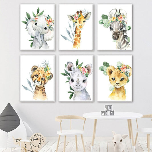 Kawaii Flower Animals, canvas