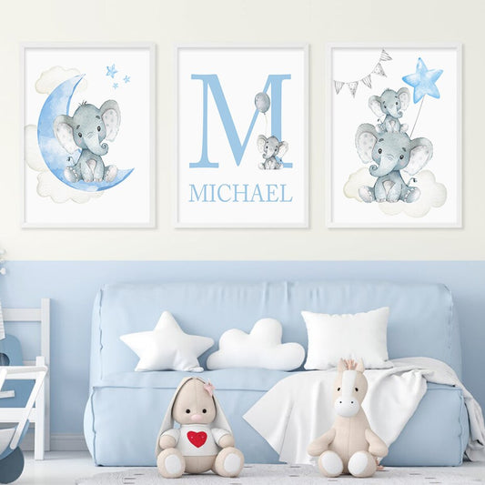 Personalized Elephants on the Moon, canvas