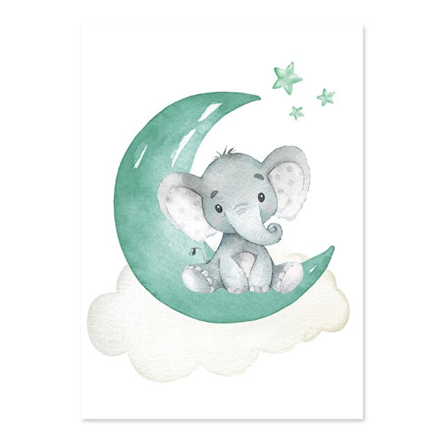 Personalized Elephants on the Moon, canvas