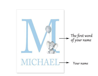 Personalized Elephants on the Moon, canvas