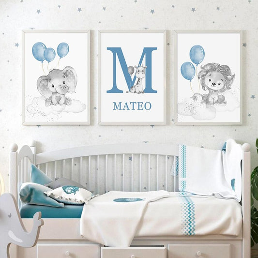 Blue Personalized Lion, canvas