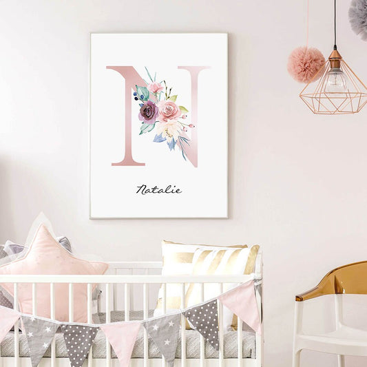 Pink Personalized Initial and Name, canvas