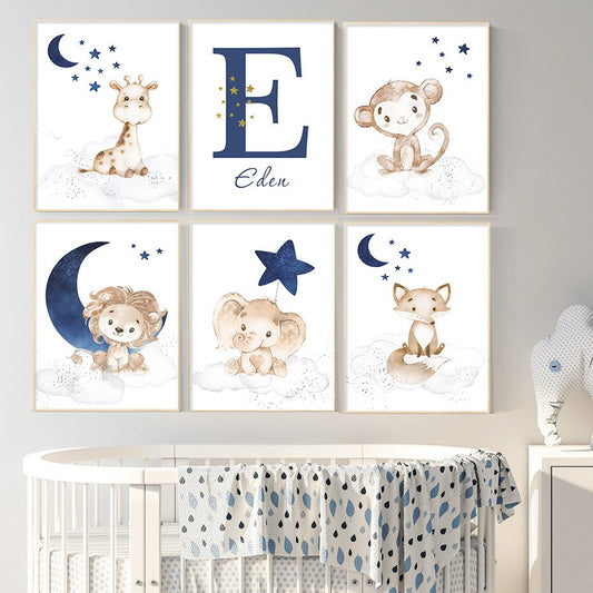 Personalized Night Animals, canvas