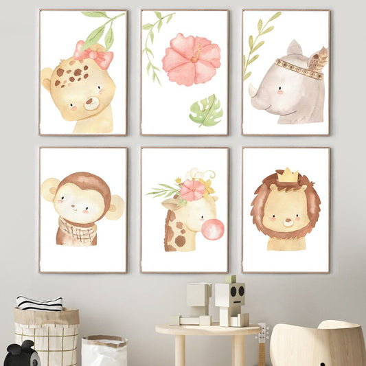 Baby African Animals, canvas