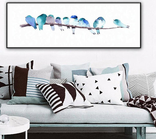 Blue birds, canvas