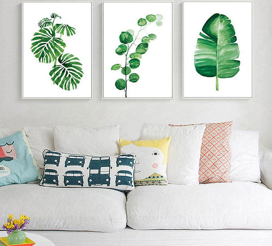 Tropical green plants, canvas