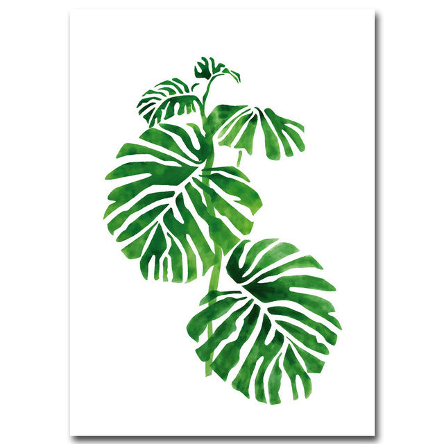Tropical green plants, canvas