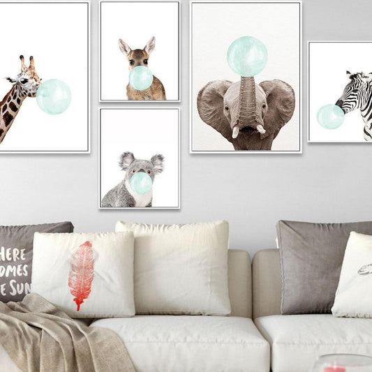 Mint bubble animals, canvas