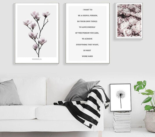 Pretty pink flowers, canvas