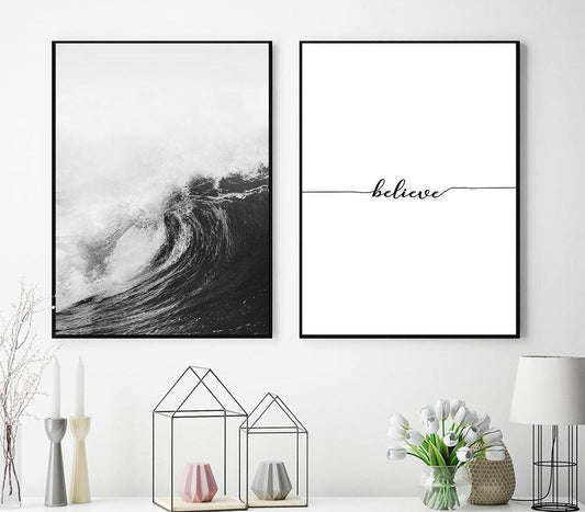 Black&White Ocean Waves, canvas