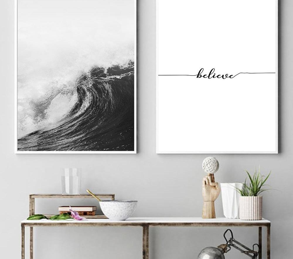Black&White Ocean Waves, canvas