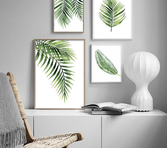 Scandinavian Watercolor Leaves, canvas