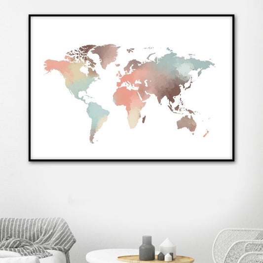 Watercolor World Map, canvas