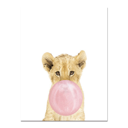 Baby lion pink bubble, canvas