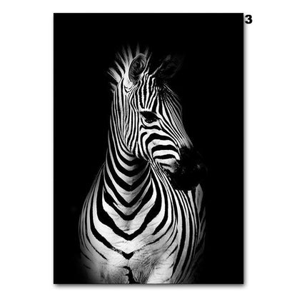 Black and white animals, canvas