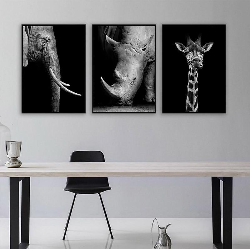 Black and white animals, canvas
