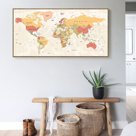 Antique World Map, canvas