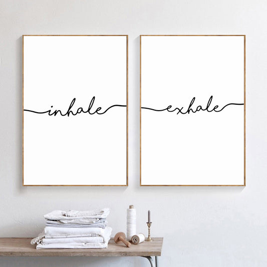 Inhale Exhale Black and White, canvas